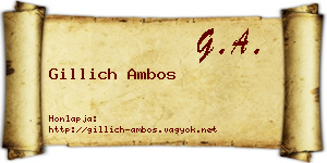 Gillich Ambos névjegykártya